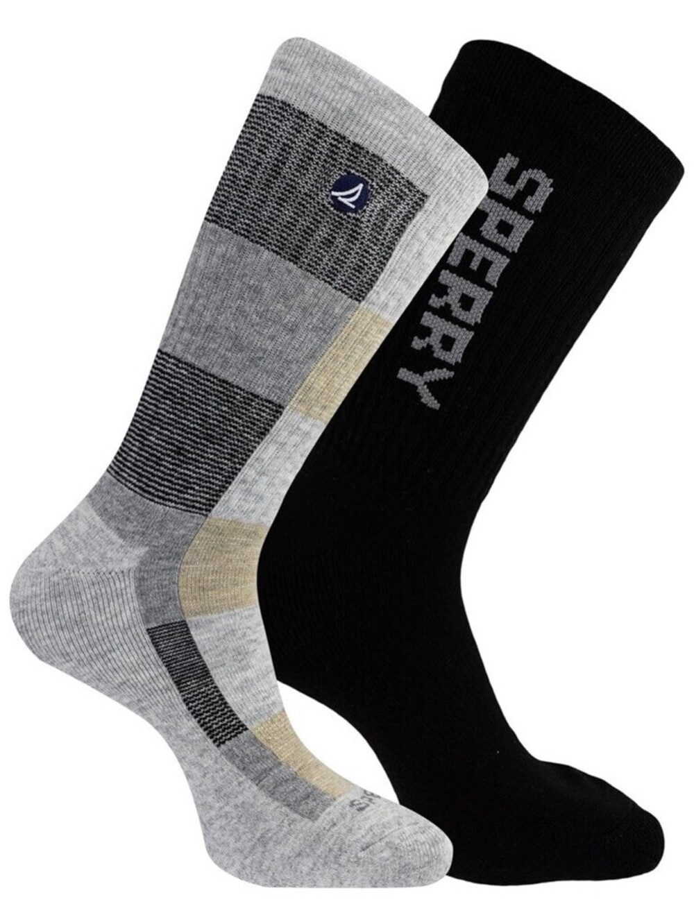 Sperry Men's Comfort Light Wool Blend Boot Crew Socks Size 6-12 Checkered/Black